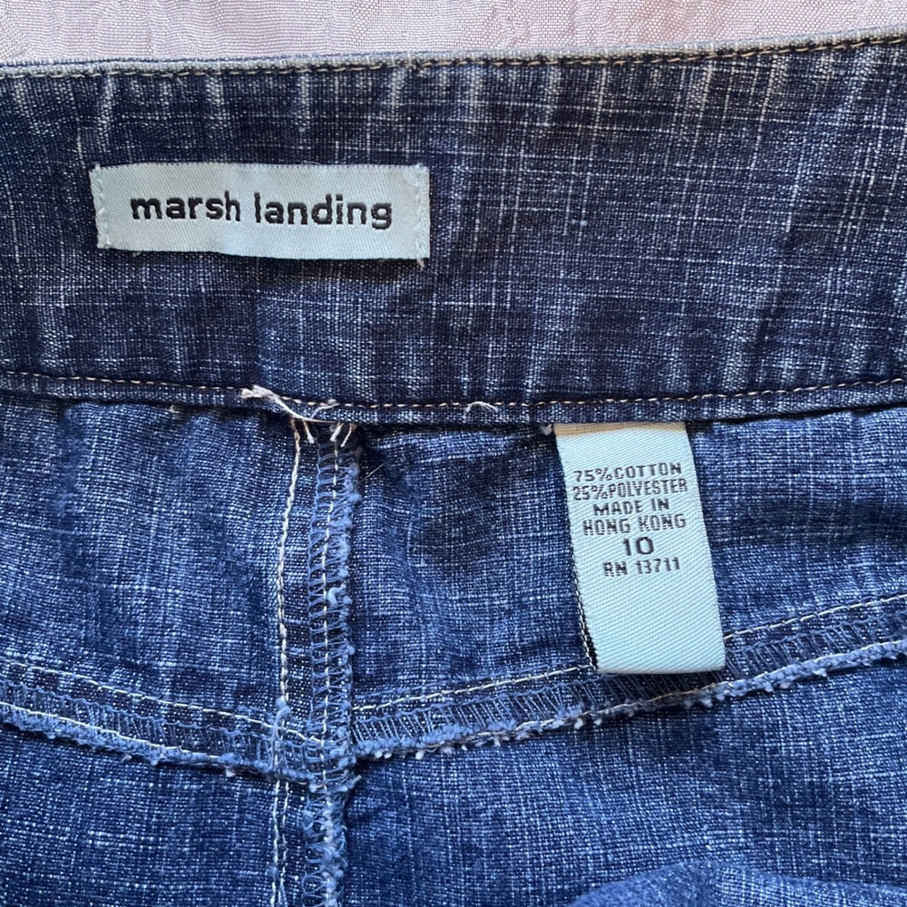 Marsh Landing Blue Denim Pencil Skirt Crosshatch Medium Wash Sz‎ 10 Cowgirl Chic - Picture 9 of 11